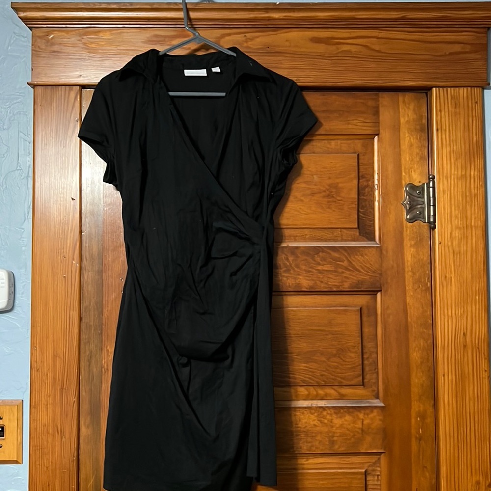 Faux wrap black dress